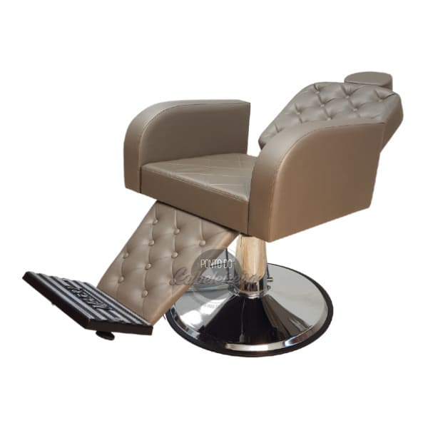 Cadeira de Barbeiro Hidráulica Reclinável Dubai Brown Style Marrom Terra  Fértil - odonto